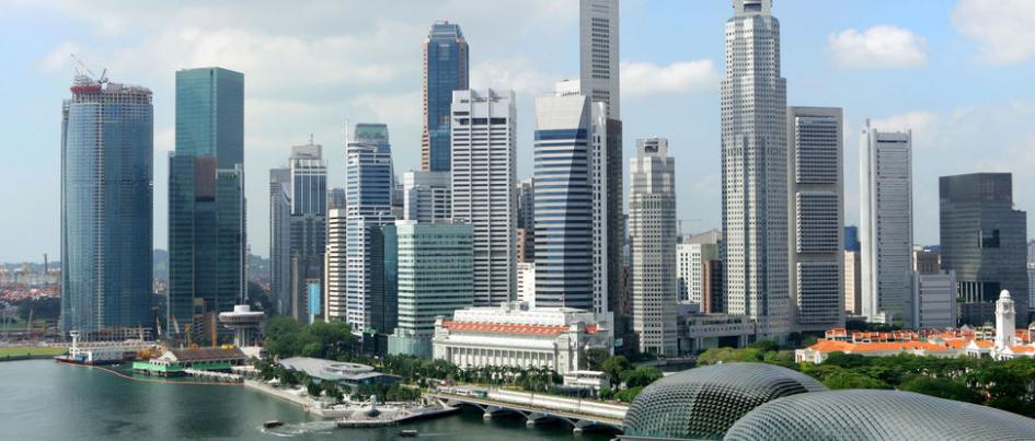 A panoramic view of the business district in Singapore.