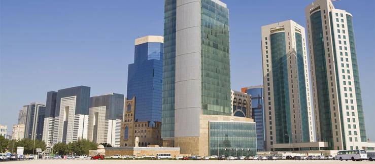Gratte-ciels et bureaux dans le quartier financier de Doha, Qatar