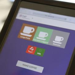 You can order a coffee with your smartphone or tablet and the robot prepares it for you.
