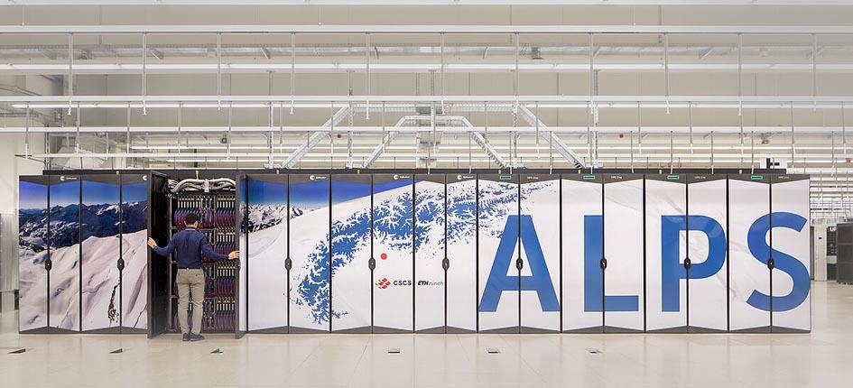 The Alps supercomputer in Lugano shall provide the backbone for the Swiss AI initiative of the two Federal Institutes of Technology. Image credit: CSCS