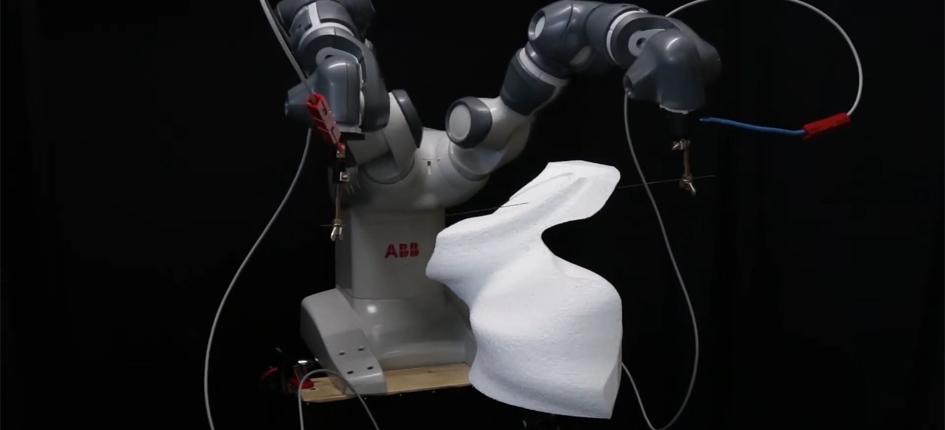 ETH  scientists have developed a hot-wire cutting robot that guides highly flexible tools so precisely that it is able to carve a rabbit.
