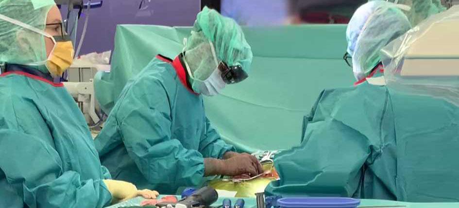 A team from Balgrist University Hospital performs a holographically navigated spine surgery. 