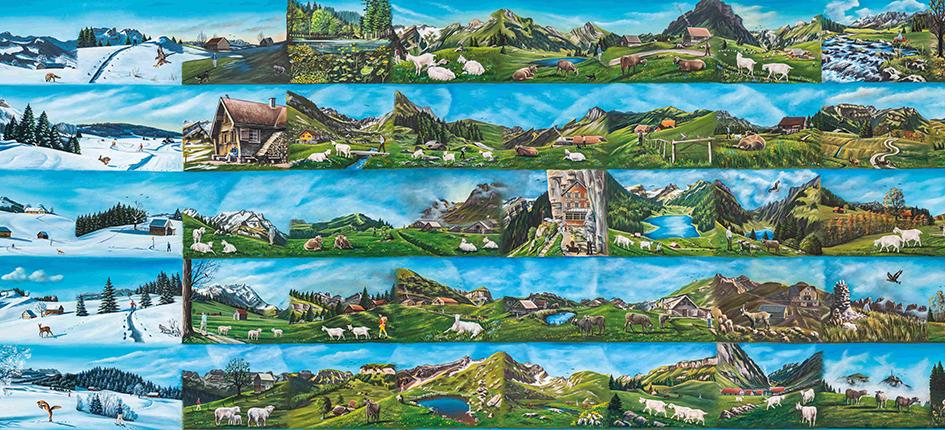 Martin Fuchs, painter: "Wunder-Wanderland Appenzell" in 60 parts. Image provided by STÖHLKER AG