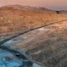 View from above of an open-pit copper mine in Peru