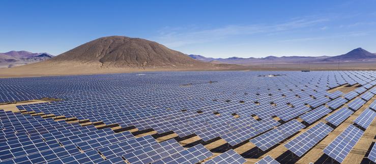 panels rows along the dry lands at Atacama Desert