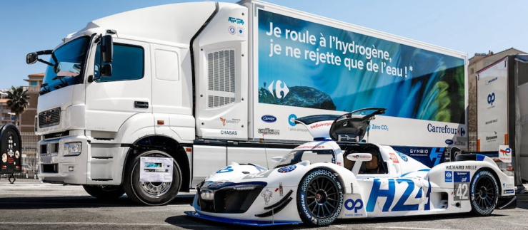 After the hybrid electric race car, GreenGT has designed and field-tested a 44-ton hydrogen-powered truck that emits only water vapor.
