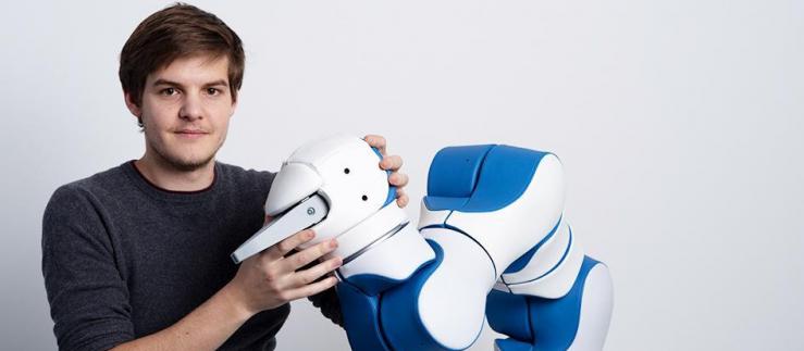 Man with robot