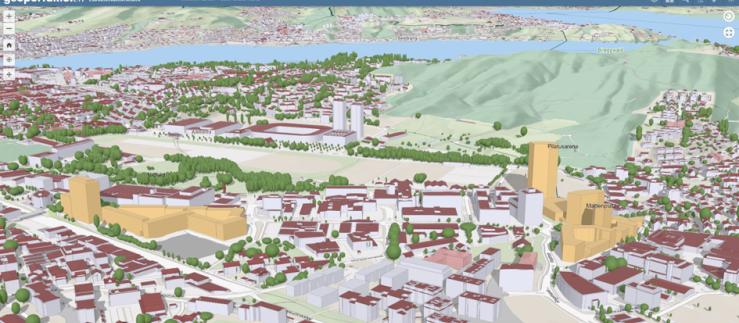 Geplante Bauvorhaben können im 3D-Landschaftsmodell realistisch abgebildet werden, hier am Beispiel von Luzern Süd. Bild: Kanton Luzern