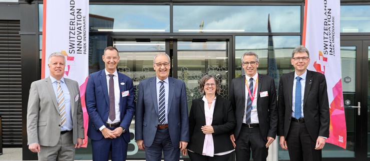 The Switzerland Innovation Park Innovaare was opened in the presence of Federal Councillor Guy Parmelin. Image credit: innovAARE AG