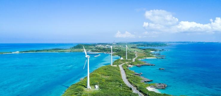 Wind turbines at japan coast