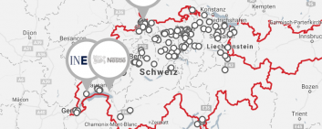 carte de la suisse avec les noms de quelques entreprises.