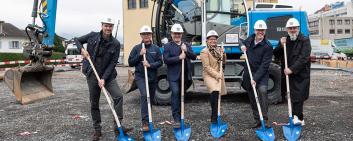 Groundbreaking ceremony for the QUBO work site for the Canton of Obwalden.