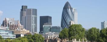Blick auf den Londoner Finanzdistrikt.